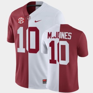 Men's Alabama Crimson Tide #10 Mac Jones White Crimson Split Jersey 295692-579