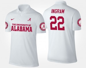 Men's Alabama Crimson Tide #22 Mark Ingram White Name and Number Polo 600937-231