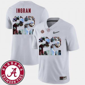 Men's Alabama Crimson Tide #22 Mark Ingram White Football Pictorial Fashion Jersey 536567-509