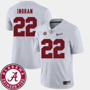 Men's Alabama Crimson Tide #22 Mark Ingram White 2018 SEC Patch College Football Jersey 565676-442