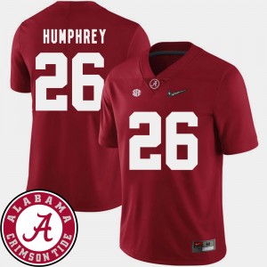 Men's Alabama Crimson Tide #26 Marlon Humphrey Crimson 2018 SEC Patch College Football Jersey 605867-445