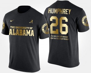 Men's Alabama Crimson Tide #26 Marlon Humphrey Black Short Sleeve With Message Gold Limited T-Shirt 279017-585