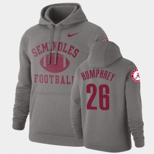 Men's Alabama Crimson Tide #26 Marlon Humphrey Heathered Gray Pullover Retro Football Hoodie 756761-756