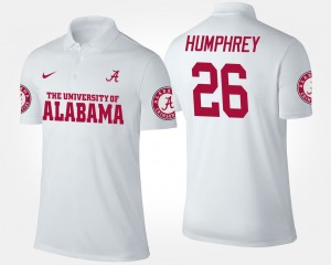 Men's Alabama Crimson Tide #26 Marlon Humphrey White Name and Number Polo 448606-311
