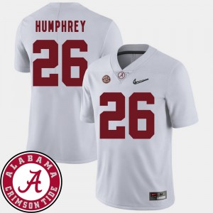 Men's Alabama Crimson Tide #26 Marlon Humphrey White 2018 SEC Patch College Football Jersey 425851-227