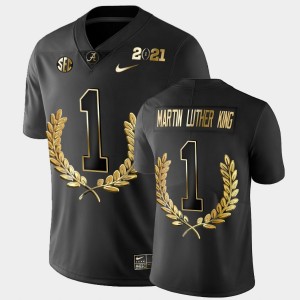 Men's Alabama Crimson Tide #1 Martin Luther King Jr. Black MLK Special Golden Edition Jersey 240222-593