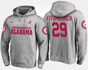 Men's Alabama Crimson Tide #29 Minkah Fitzpatrick Gray Name and Number Hoodie 189285-731