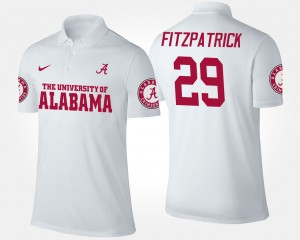 Men's Alabama Crimson Tide #29 Minkah Fitzpatrick White Name and Number Polo 847397-130