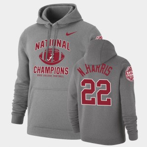 Men's Alabama Crimson Tide #22 Najee Harris Heathered Gray Retro Pullover 2020 National Champions Hoodie 730569-198