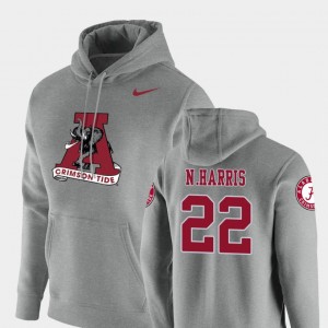 Men's Alabama Crimson Tide #22 Najee Harris Heathered Gray Pullover Vault Logo Club Hoodie 176771-540