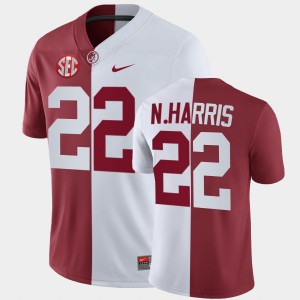 Men's Alabama Crimson Tide #22 Najee Harris White Crimson Split Jersey 700159-316
