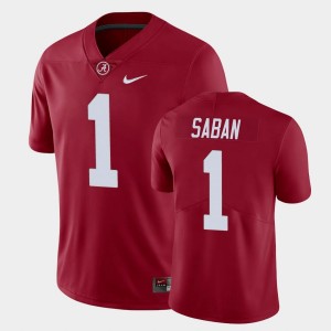 Men's Alabama Crimson Tide #1 Nick Saban Crimson Limited Jersey 795092-446