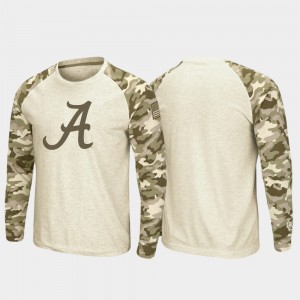 Men's Alabama Crimson Tide Oatmeal Raglan Long Sleeve Desert Camo OHT Military Appreciation T-Shirt 338718-161