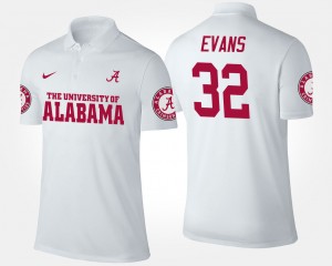 Men's Alabama Crimson Tide #32 Rashaan Evans White Name and Number Polo 448293-476
