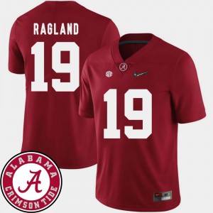Men's Alabama Crimson Tide #19 Reggie Ragland Crimson 2018 SEC Patch College Football Jersey 443806-700
