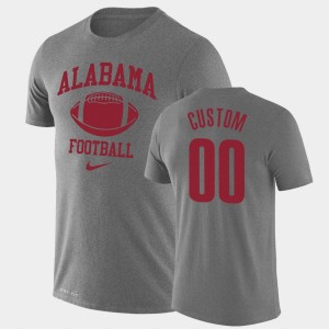 Men's Alabama Crimson Tide #00 Custom Heathered Gray Legend Performance Retro Football T-Shirt 504994-364