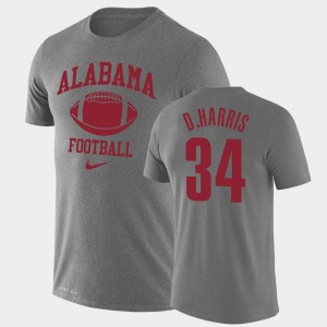 Men's Alabama Crimson Tide #34 Damien Harris Heathered Gray Legend Performance Retro Football T-Shirt 148169-577