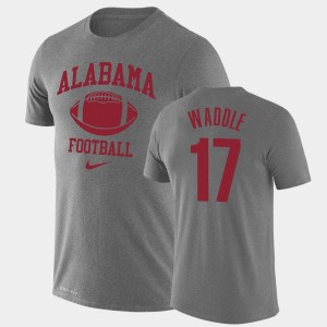 Men's Alabama Crimson Tide #17 Jaylen Waddle Heathered Gray Legend Performance Retro Football T-Shirt 710305-456
