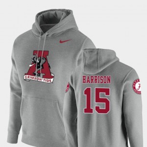 Men's Alabama Crimson Tide #15 Ronnie Harrison Heathered Gray Pullover Vault Logo Club Hoodie 791706-959
