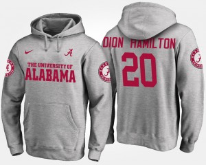 Men's Alabama Crimson Tide #20 Shaun Dion Hamilton Gray Name and Number Hoodie 555010-169