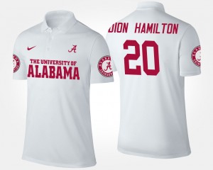 Men's Alabama Crimson Tide #20 Shaun Dion Hamilton White Name and Number Polo 689795-604