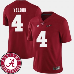 Men's Alabama Crimson Tide #4 T.J. Yeldon Crimson 2018 SEC Patch College Football Jersey 618280-319