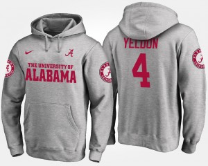 Men's Alabama Crimson Tide #4 T.J. Yeldon Gray Name and Number Hoodie 511910-315