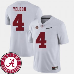 Men's Alabama Crimson Tide #4 T.J. Yeldon White 2018 SEC Patch College Football Jersey 190726-110