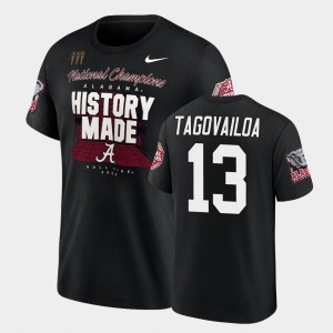 Men's Alabama Crimson Tide #13 Tua Tagovailoa Black Locker Room 2020 National Champions T-Shirt 772445-378