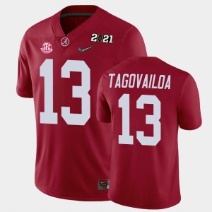 Men's Alabama Crimson Tide #13 Tua Tagovailoa Crimson 2021 National Championship Jersey 664184-953