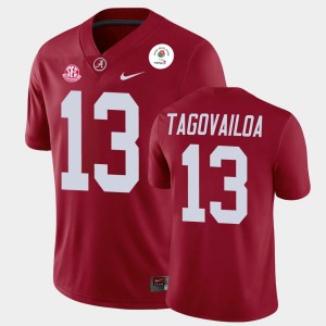 Men's Alabama Crimson Tide #13 Tua Tagovailoa Crimson Champions 2021 Rose Bowl Jersey 579637-360
