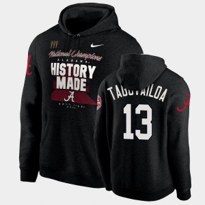Men's Alabama Crimson Tide #13 Tua Tagovailoa Black History Made Pullover 2020 National Champions Hoodie 193153-101