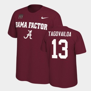Men's Alabama Crimson Tide #13 Tua Tagovailoa Crimson Mantra College Football T-Shirt 639461-484