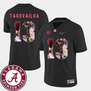 Men's Alabama Crimson Tide #13 Tua Tagovailoa Black Football Pictorial Fashion Jersey 883731-635