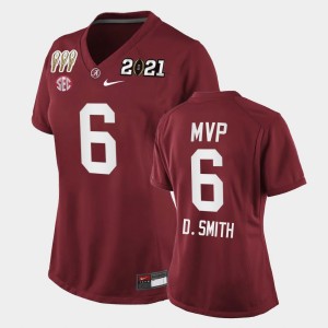 Women's Alabama Crimson Tide #6 DeVonta Smith Crimson Special Edition 3X CFP National Championship Jersey 429617-781