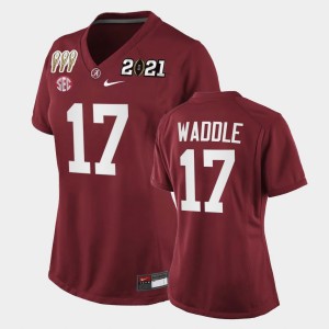 Women's Alabama Crimson Tide #17 Jaylen Waddle Crimson Special Edition 3X CFP National Championship Jersey 272180-190