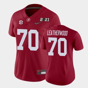 Women's Alabama Crimson Tide #70 Alex Leatherwood Crimson College Football 2021 National Championship Jersey 661365-898