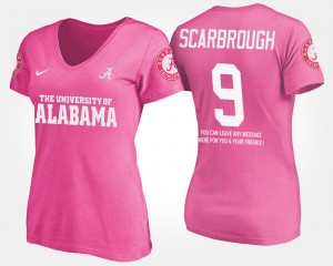 Women's Alabama Crimson Tide #9 Bo Scarbrough Pink With Message Name and Number T-Shirt 882804-858