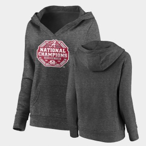 Women's Alabama Crimson Tide Charcoal V-Neck Pullover 2020 National Champions Hoodie 787156-762
