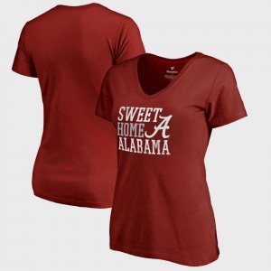 Women's Alabama Crimson Tide Crimson Hometown Collection Sweet Home Alabama V-Neck Bowl Game T-Shirt 864411-776