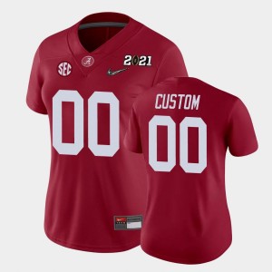Women's Alabama Crimson Tide #00 Custom Crimson College Football 2021 National Championship Jersey 578229-808