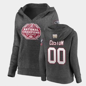 Women's Alabama Crimson Tide #00 Custom Charcoal Pullover V-Neck 2020 National Champions Hoodie 902807-890