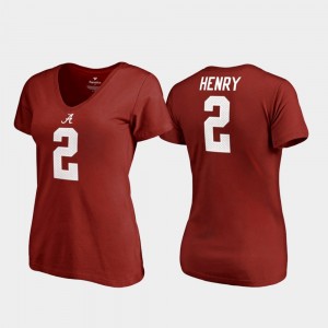 Women's Alabama Crimson Tide #2 Derrick Henry Crimson V-Neck College Legends T-Shirt 221267-587