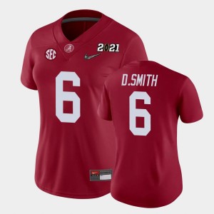 Women's Alabama Crimson Tide #6 DeVonta Smith Crimson College Football 2021 National Championship Jersey 386475-325