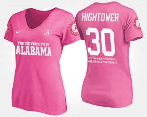 Women's Alabama Crimson Tide #30 Dont'a Hightower Pink With Message Name and Number T-Shirt 602848-146