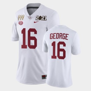 Women's Alabama Crimson Tide #16 Jayden George White Limited 3X CFP National Championship Jersey 210473-660