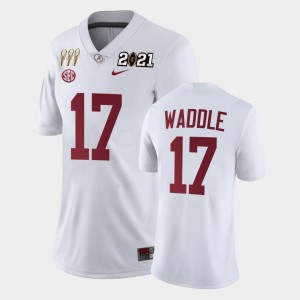 Women's Alabama Crimson Tide #17 Jaylen Waddle White Limited 3X CFP National Championship Jersey 576655-547
