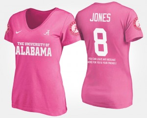 Women's Alabama Crimson Tide #8 Julio Jones Pink With Message Name and Number T-Shirt 437091-590