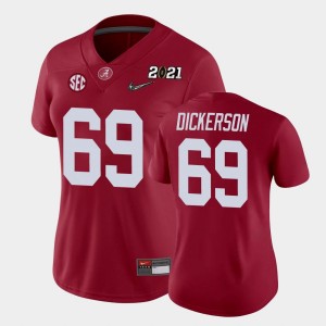 Women's Alabama Crimson Tide #69 Landon Dickerson Crimson College Football 2021 National Championship Jersey 725869-413