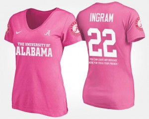 Women's Alabama Crimson Tide #22 Mark Ingram Pink With Message Name and Number T-Shirt 695729-627